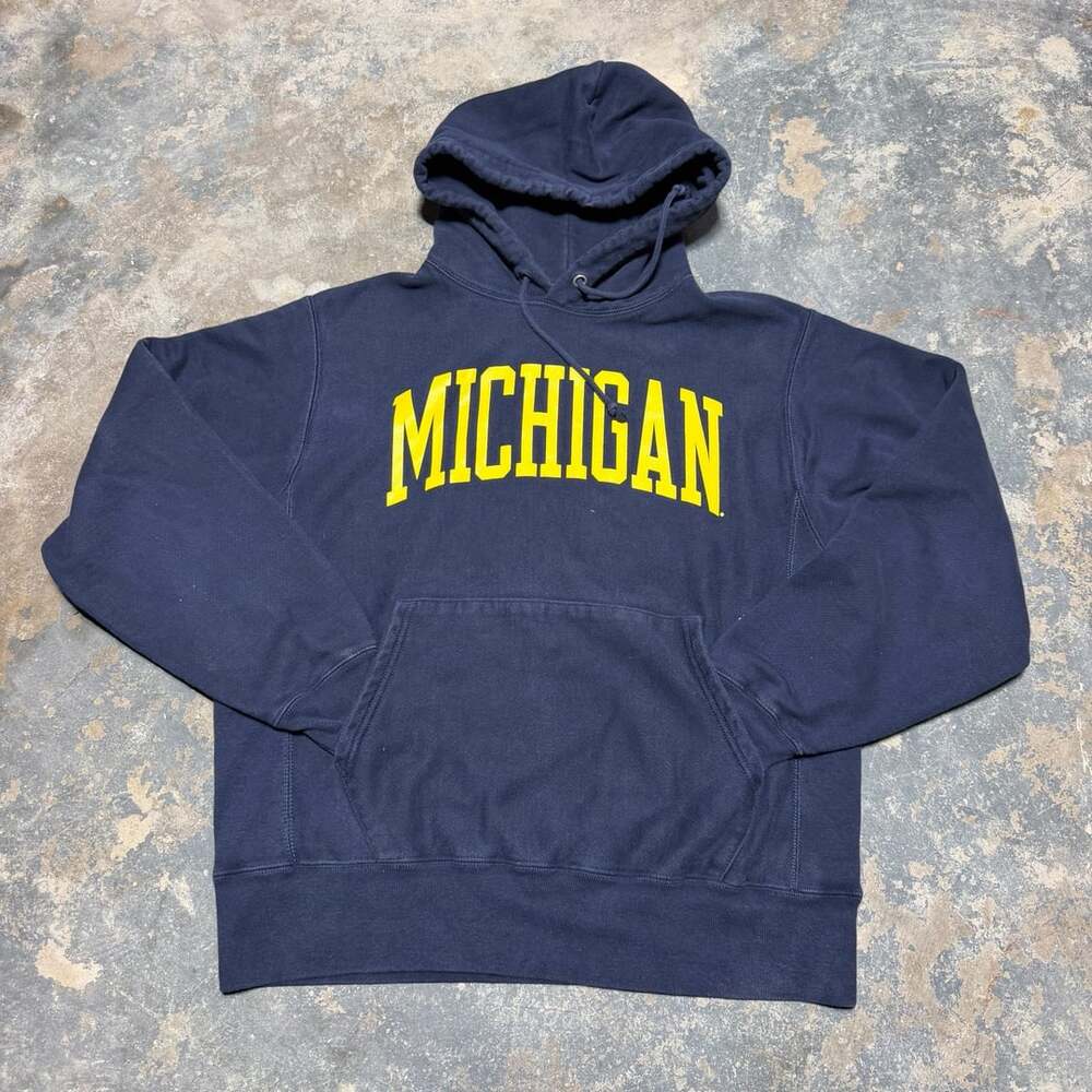 Vintage Champion Reverse Weave Michigan Hoodie Blue